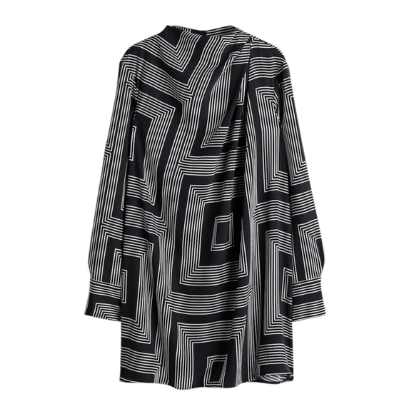 H&M Dresses & Skirts - H&M Draped Twill Geometric Print Dress Size M Modern Chic